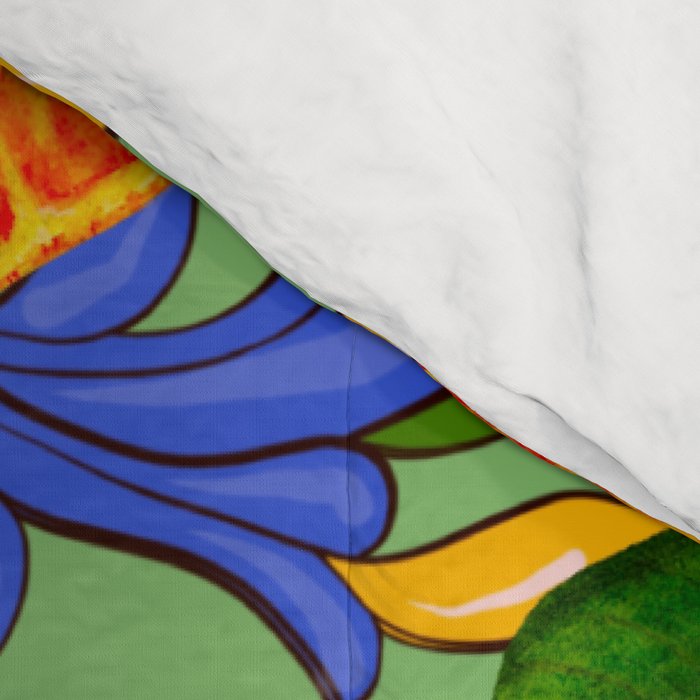 Summer ,Sicilian tiles ,citrus,oranges,majolica,lemons ,Mediterranean  Comforter Gallery Image 4