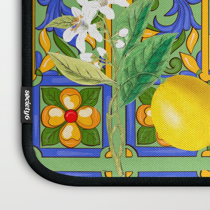 Summer ,Sicilian tiles ,citrus,oranges,majolica,lemons ,Mediterranean  Laptop Sleeve Gallery Image 3