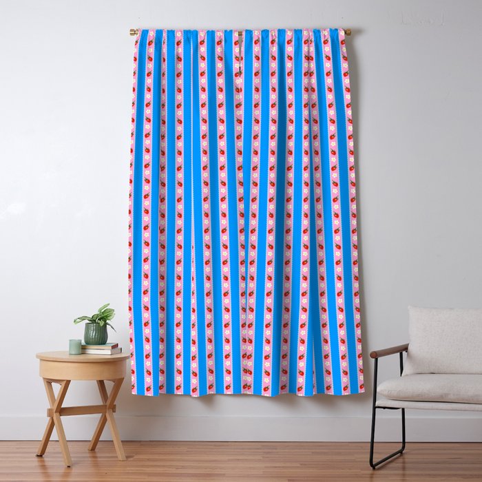 Strawberry Ribbons On Blue Window Curtain Gallery Image 5