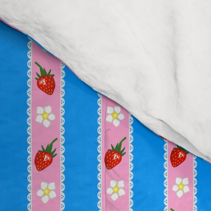 Strawberry Ribbons On Blue Comforter Gallery Image 4