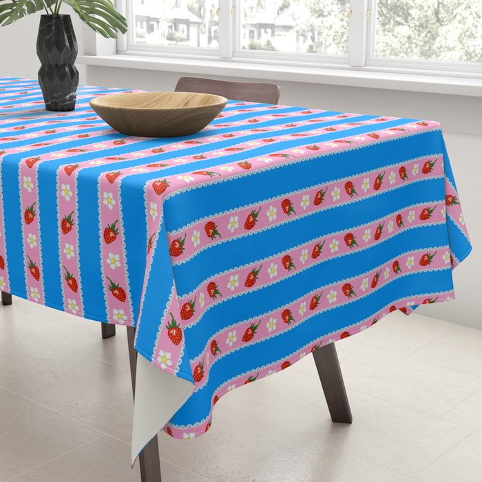 Strawberry Ribbons On Blue Tablecloth Gallery Image 3