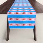 Strawberry Ribbons On Blue Table Runner Gallery Image 1