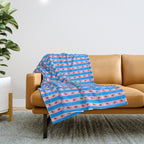 Strawberry Ribbons On Blue Throw Blanket Gallery Image 1