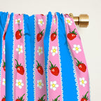 Strawberry Ribbons On Blue Window Curtain Gallery Image 2