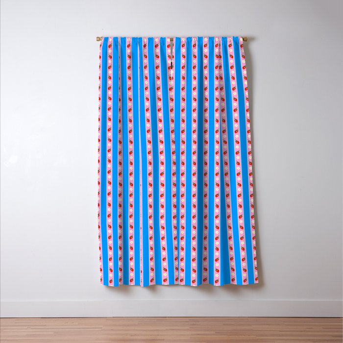 Strawberry Ribbons On Blue Window Curtain Gallery Image 3