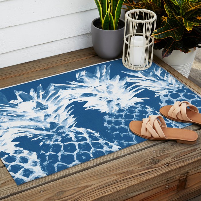 Pineapple blues Outdoor Rug Gallery Image 2