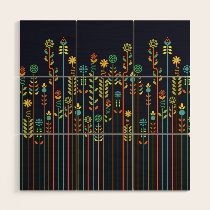 Overgrown flowers Wood Wall Art Gallery Image 1