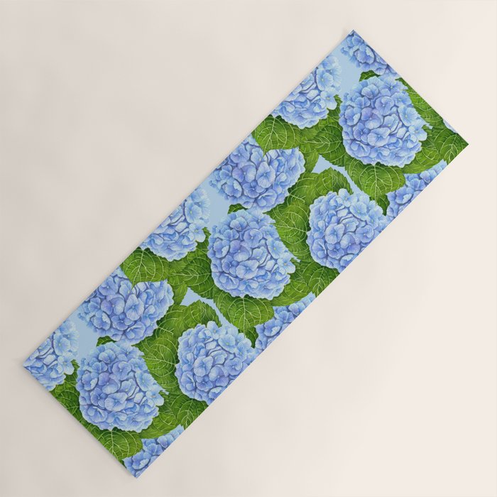 Blue hydrangea watercolor  Yoga Mat Gallery Image 1