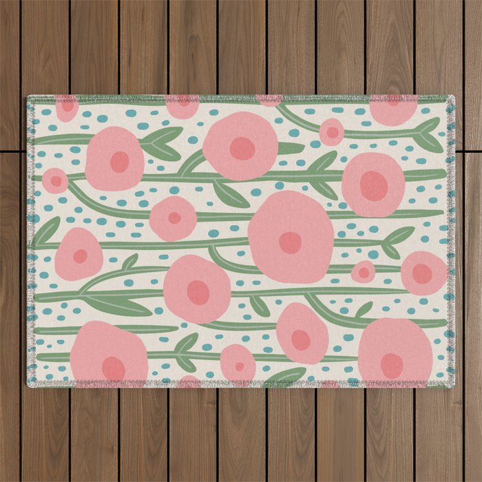 Flower Market Amsterdam Retro Scandi Spring Print Outdoor Rug Gallery Image 1