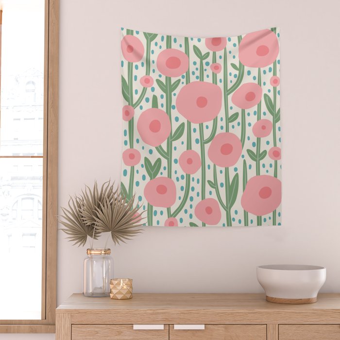 Flower Market Amsterdam Retro Scandi Spring Print Wall Tapestry Gallery Image 2