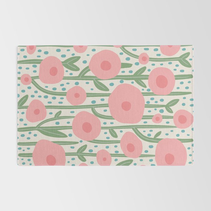 Flower Market Amsterdam Retro Scandi Spring Print Rug Gallery Image 2