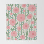 Flower Market Amsterdam Retro Scandi Spring Print Throw Blanket Gallery Image 2