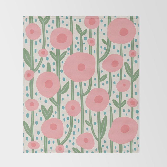 Flower Market Amsterdam Retro Scandi Spring Print Throw Blanket Gallery Image 2
