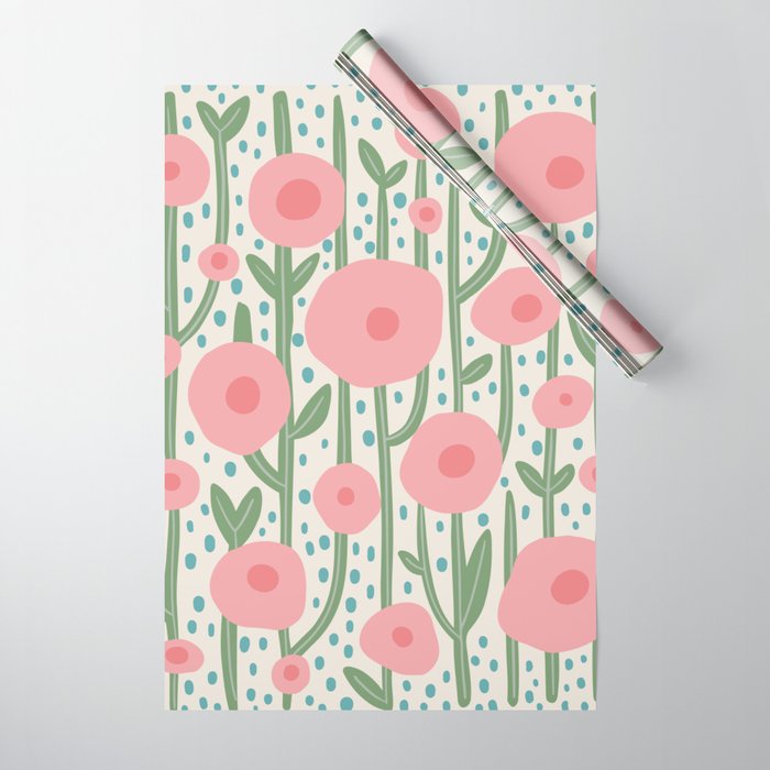 Flower Market Amsterdam Retro Scandi Spring Print Wrapping Paper Gallery Image 1