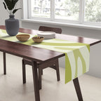 Modern Retro Liquid Swirl Abstract in Light Lime Avocado Green Tones Table Runner Gallery Image 2