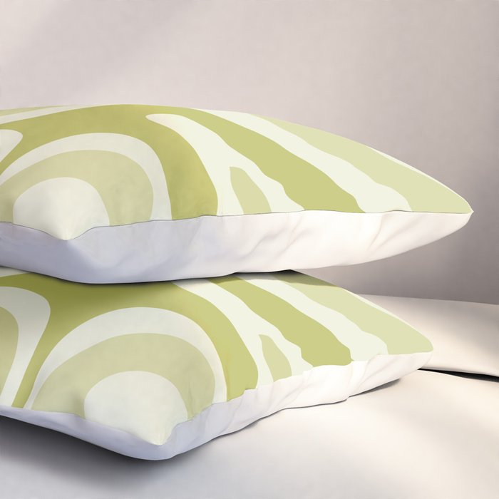 Modern Retro Liquid Swirl Abstract in Light Lime Avocado Green Tones Pillow Sham Gallery Image 3