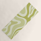 Modern Retro Liquid Swirl Abstract in Light Lime Avocado Green Tones Yoga Mat Gallery Image 1