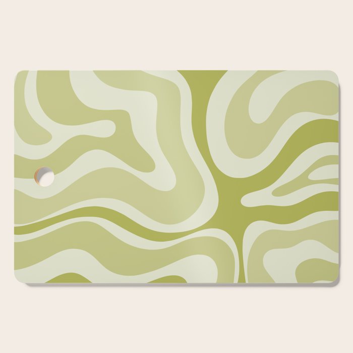 Modern Retro Liquid Swirl Abstract in Light Lime Avocado Green Tones Cutting Board Gallery Image 1