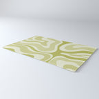Modern Retro Liquid Swirl Abstract in Light Lime Avocado Green Tones Rug Gallery Image 3