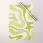 Modern Retro Liquid Swirl Abstract in Light Lime Avocado Green Tones Wrapping Paper Gallery Image 1