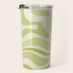 Modern Retro Liquid Swirl Abstract in Light Lime Avocado Green Tones Travel Mug Gallery Image 3