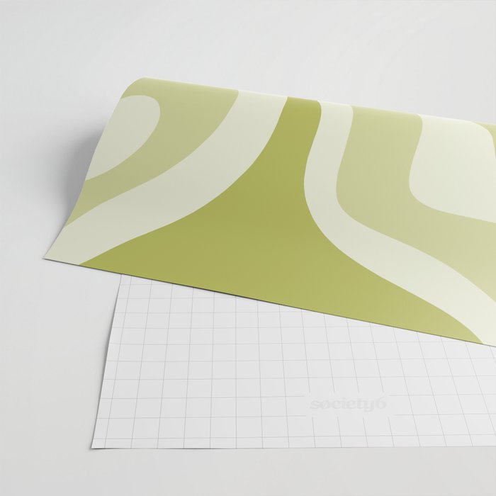 Modern Retro Liquid Swirl Abstract in Light Lime Avocado Green Tones Wrapping Paper Gallery Image 2