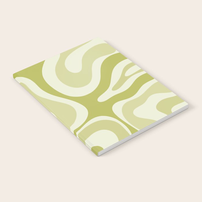 Modern Retro Liquid Swirl Abstract in Light Lime Avocado Green Tones Notebook Gallery Image 2