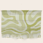 Modern Retro Liquid Swirl Abstract in Light Lime Avocado Green Tones Wall Hanging Gallery Image 1