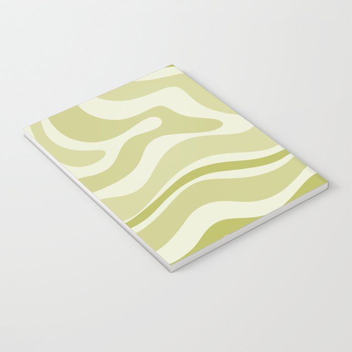 Modern Retro Liquid Swirl Abstract in Light Lime Avocado Green Tones Notebook Gallery Image 3