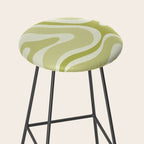 Modern Retro Liquid Swirl Abstract in Light Lime Avocado Green Tones Stool Gallery Image 2
