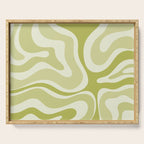 Modern Retro Liquid Swirl Abstract in Light Lime Avocado Green Tones Serving Tray Gallery Image 1