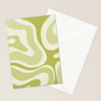 Modern Retro Liquid Swirl Abstract in Light Lime Avocado Green Tones Stationery Card Gallery Image 2