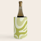 Modern Retro Liquid Swirl Abstract in Light Lime Avocado Green Tones Wine Chiller Gallery Image 3
