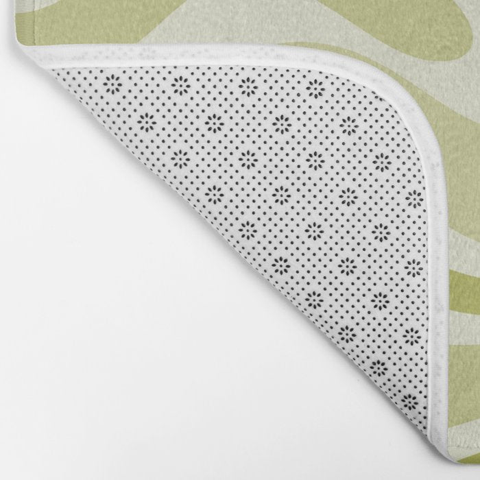 Modern Retro Liquid Swirl Abstract in Light Lime Avocado Green Tones Bath Mat Gallery Image 2