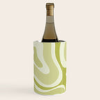 Modern Retro Liquid Swirl Abstract in Light Lime Avocado Green Tones Wine Chiller Gallery Image 1