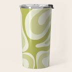 Modern Retro Liquid Swirl Abstract in Light Lime Avocado Green Tones Travel Mug Gallery Image 2