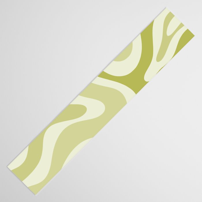 Modern Retro Liquid Swirl Abstract in Light Lime Avocado Green Tones Table Runner Gallery Image 3