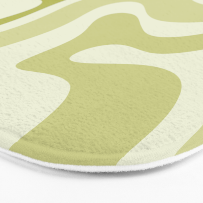 Modern Retro Liquid Swirl Abstract in Light Lime Avocado Green Tones Bath Mat Gallery Image 3