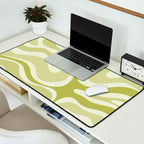 Modern Retro Liquid Swirl Abstract in Light Lime Avocado Green Tones Desk Mat Gallery Image 2