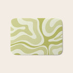 Modern Retro Liquid Swirl Abstract in Light Lime Avocado Green Tones Bath Mat Gallery Image 1