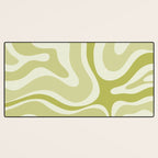 Modern Retro Liquid Swirl Abstract in Light Lime Avocado Green Tones Desk Mat Gallery Image 3