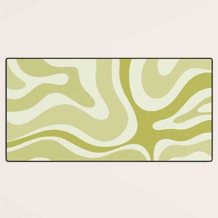 Modern Retro Liquid Swirl Abstract in Light Lime Avocado Green Tones Desk Mat Gallery Image 3