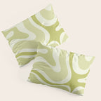 Modern Retro Liquid Swirl Abstract in Light Lime Avocado Green Tones Pillow Sham Gallery Image 3