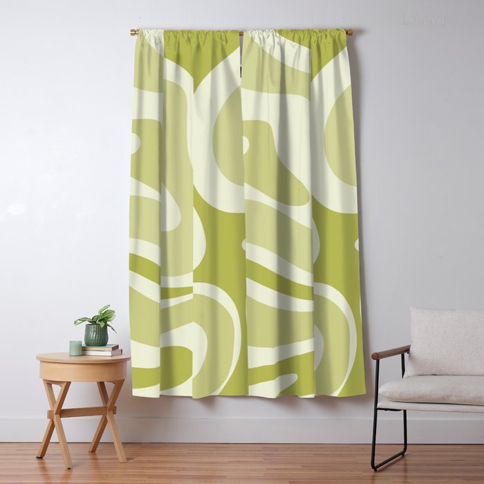 Modern Retro Liquid Swirl Abstract in Light Lime Avocado Green Tones Window Curtain Gallery Image 5