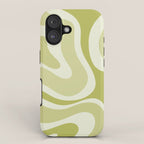 Modern Retro Liquid Swirl Abstract in Light Lime Avocado Green Tones iPhone Case Gallery Image 1