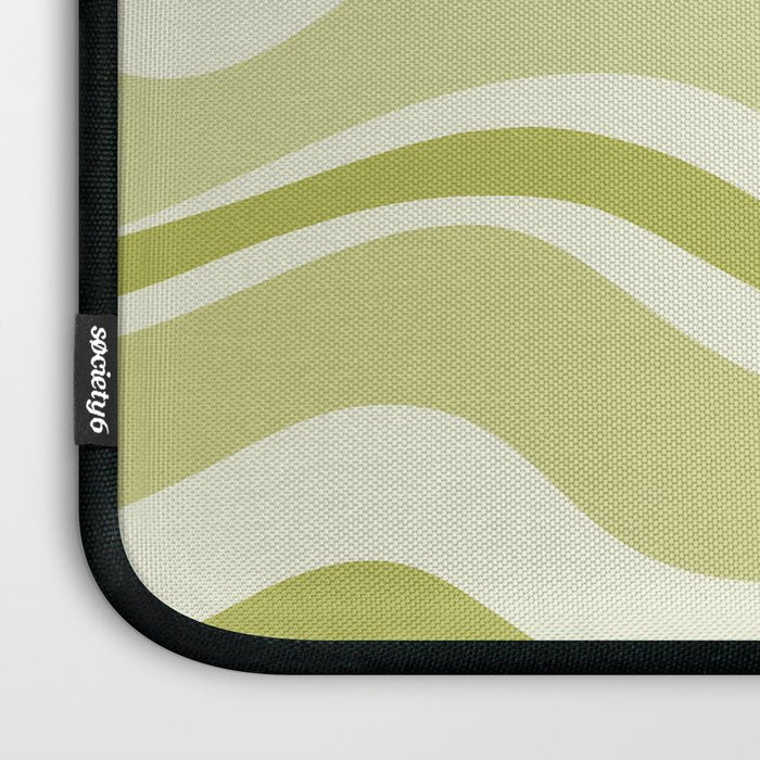 Modern Retro Liquid Swirl Abstract in Light Lime Avocado Green Tones Laptop Sleeve Gallery Image 3