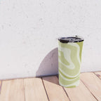 Modern Retro Liquid Swirl Abstract in Light Lime Avocado Green Tones Travel Mug Gallery Image 4