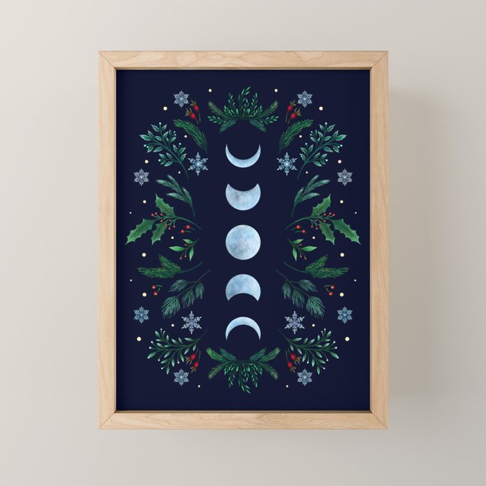 Moonlight Garden - Festive Green Mini Art Print Gallery Image 1