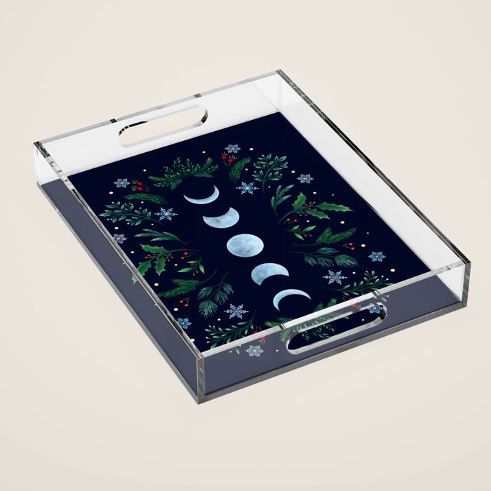Moonlight Garden - Festive Green Acrylic Tray Gallery Image 1
