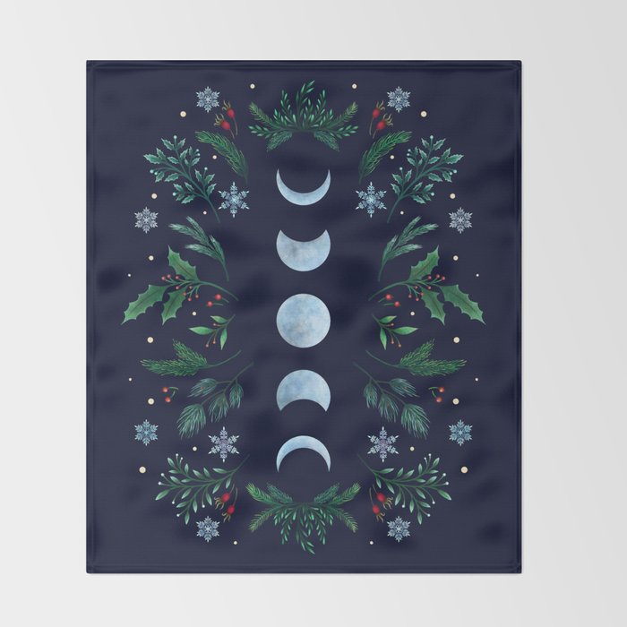 Moonlight Garden - Festive Green Throw Blanket Gallery Image 2